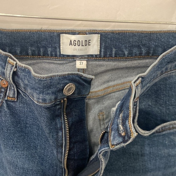 Agolde Dark Wash High Rise Straight Crop Buttonfly Jeans Women’s 26 - Picture 3 of 7